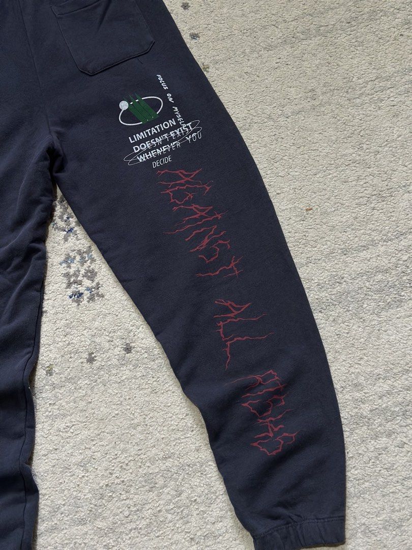 Zara Graphic Print Jogger Sweatpants (Category: Joggers) located in Daet. Submitted by thrifthings2018 (Listing ID 1471011956, Image 3). Description: - Brand: Authentic Zara - Size: Small (S) - Color: Dark Grey - Design: Assorted streetwear graphic prints and text on front and back - Fit: Elastic waistband with adjustable drawstring and ribbed ankle cuffs - Pockets: Convenient side pockets and one back pocket - Origin: Made in Turkey - Condition: