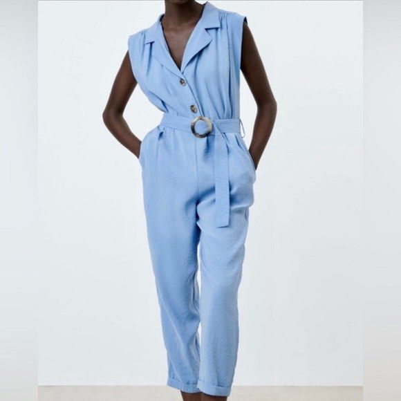 Zara Powder Blue Jumpsuit (Category: Jumpsuits) located in Quezon City. Submitted by ysabellashoppe (Listing ID 1471042309, Image 2). Description: Like new condition Zara Powder Blue Jumpsuit. Size Medium. Fits medium - large frames as well. .