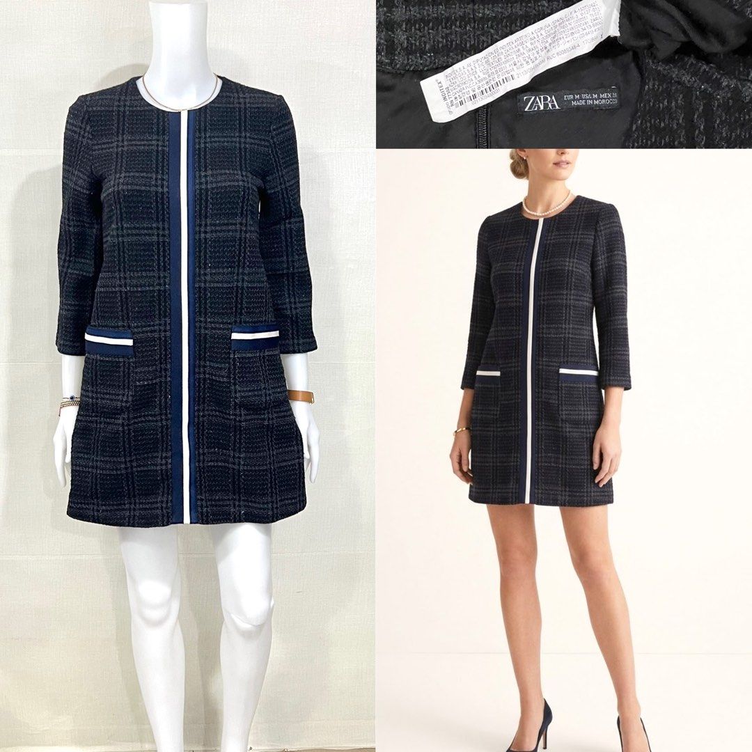 Zara Tweed Shift Dress (Category: Dresses) located in Cebu City. Submitted by kei.flmn (Listing ID 1470932644, Image 1). Description: 📌PLEASE READ BEFORE MAKING AN OFFER Excellent Condition (No issues) Size:Fits Small/Medium (S/M) - [x] Flat Lay Measurements (in inches): - [x] Bust: 36” | Waist: 34” (with pockets) - [x] Length Reference: Mannequin Height : 5’4” (First-come, first-served basis) Due to an increased number of joy reservers and fake