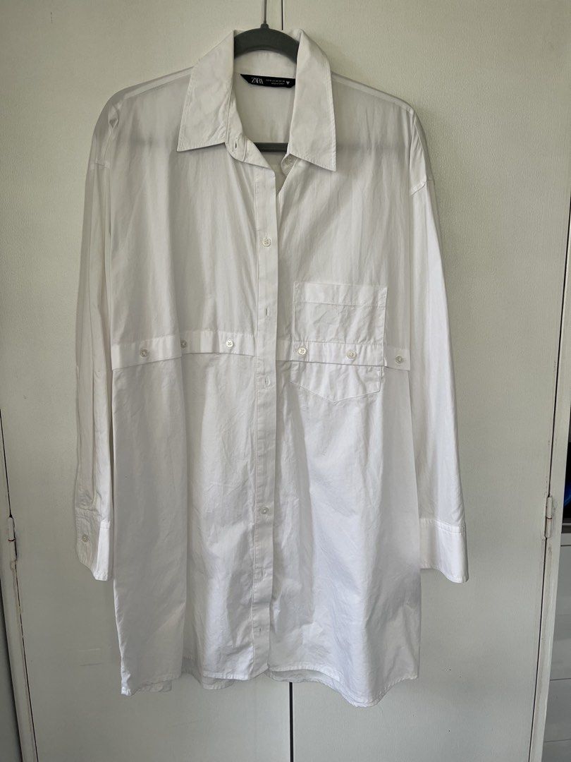 Zara White Polo Dress (Category: Dresses) located in Cebu City. Submitted by stylebyregi (Listing ID 1470970421, Image 2). Description: Zara Popplin White Dress No flaws, no discoloration (just stored) Buttons can be opened Bought in Zara store.
