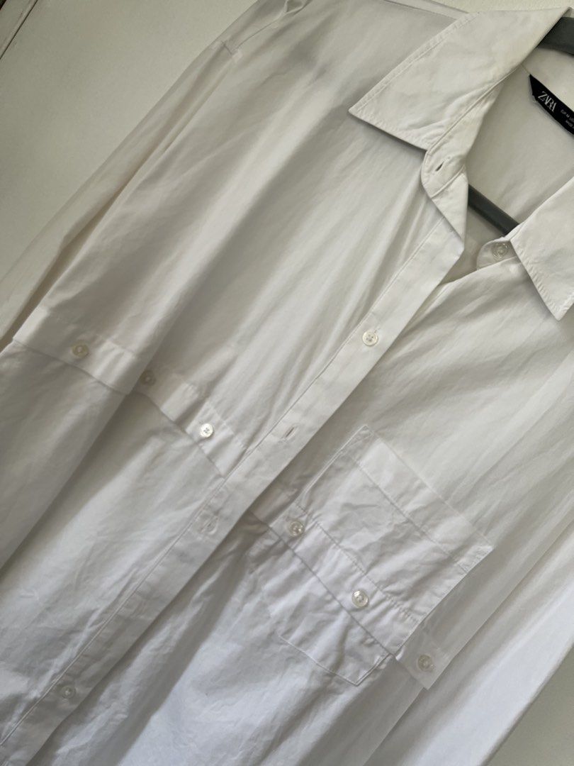 Zara White Polo Dress (Category: Dresses) located in Cebu City. Submitted by stylebyregi (Listing ID 1470970421, Image 3). Description: Zara Popplin White Dress No flaws, no discoloration (just stored) Buttons can be opened Bought in Zara store.