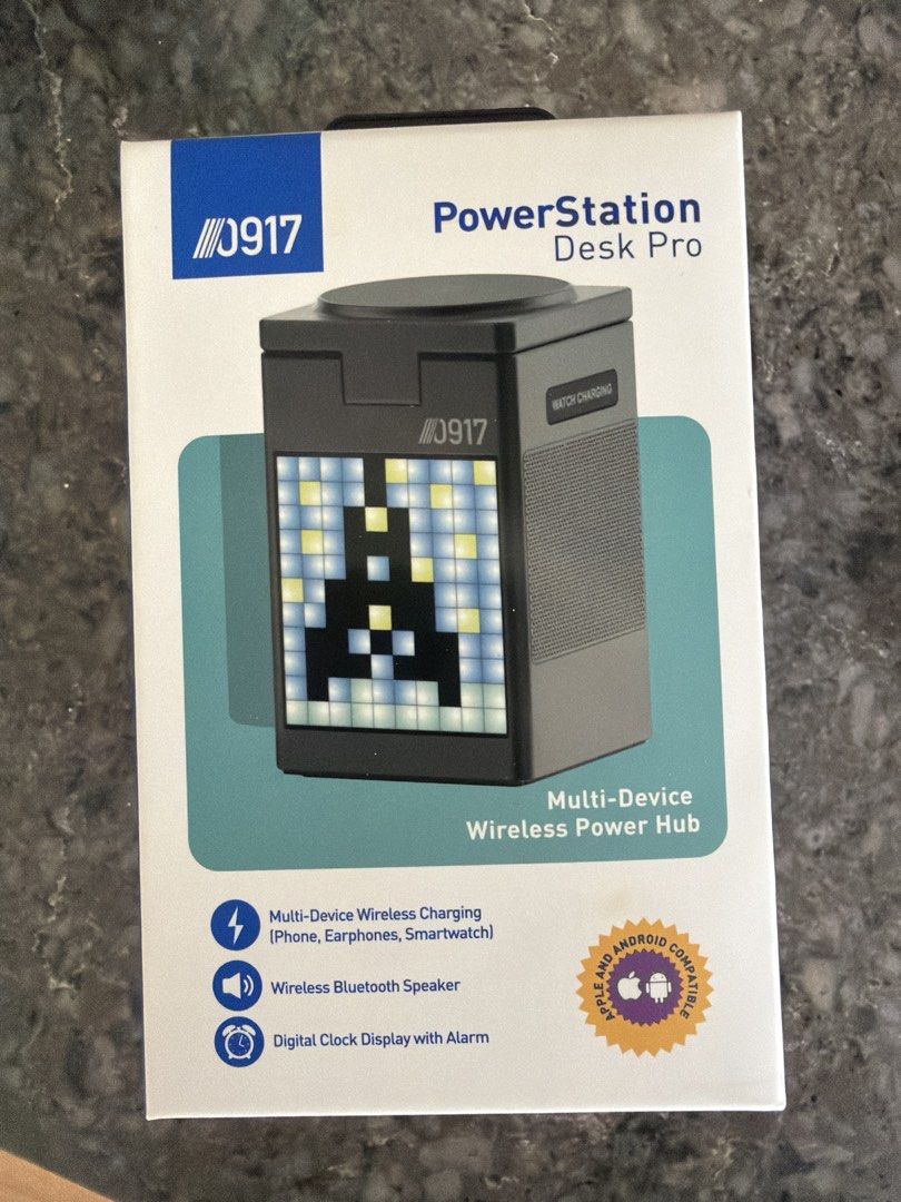 0917 PowerStation Desk Pro (Category: Chargers & Cables) located in Manila. Submitted by wired_24x7 (Listing ID 1465617992, Image 1). Description: Multi device wireless charging with watch charger Wireless bluetooth speaker Digital Clock display with Alarm .
