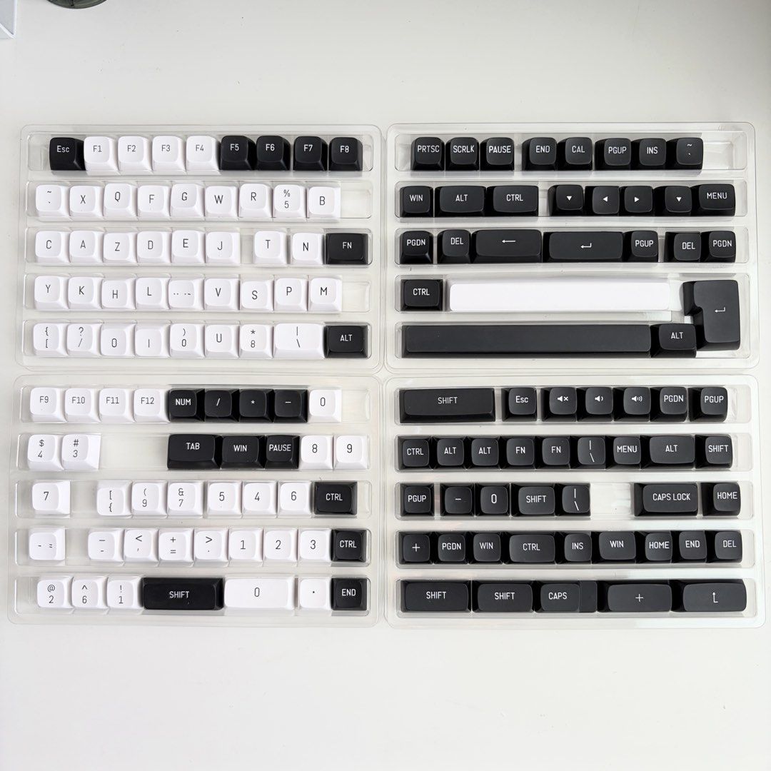 150 keys MSA ABS Double Shot Black&White Keycaps (Category: Computer Keyboard) located in Paranaque City. Submitted by naaaash (Listing ID 1465584506, Image 1). Description: Used 71 keys only No issues Mounted for 2 months - Minimalist monochrome keycap set (black and white) - Includes full layout, modifiers, numpad, and extra accent keys - Compatible with TKL and full-size mechanical keyboards - Crisp, clear legends with a clean aesthetic - Orga