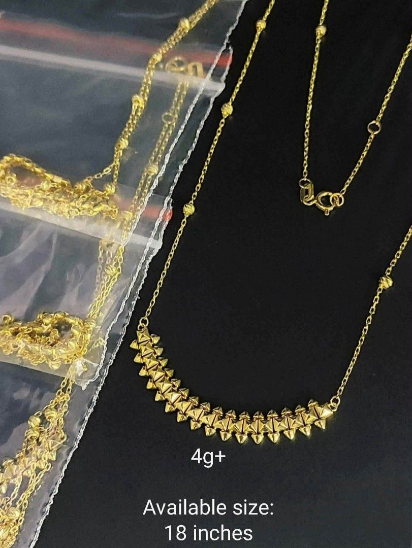 18k Saudi gold clash necklace (Category: Necklaces) located in Manila. Submitted by bhelgoldseller2ndaccount (Listing ID 1465622291, Image 1). Description: New!!✨New!!✨New!! Authentic 18k Saudi Golds 💯pawnable/naisasanla 💯with high appraisal rate 💯good investment 💯Direct supplier price 👉OPEN for resellers 🌺please take time to evaluate their actual sizes and grams 👉Best panggift for all occasions ✅ Sold per grams not per piece Kya lowest pr