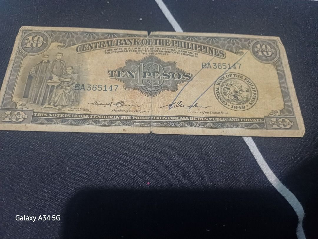 1949 10 PESO BILL (Category: Currency) located in Cavite. Submitted by coin_hunter.ph (Listing ID 1465651832, Image 1). Description: .