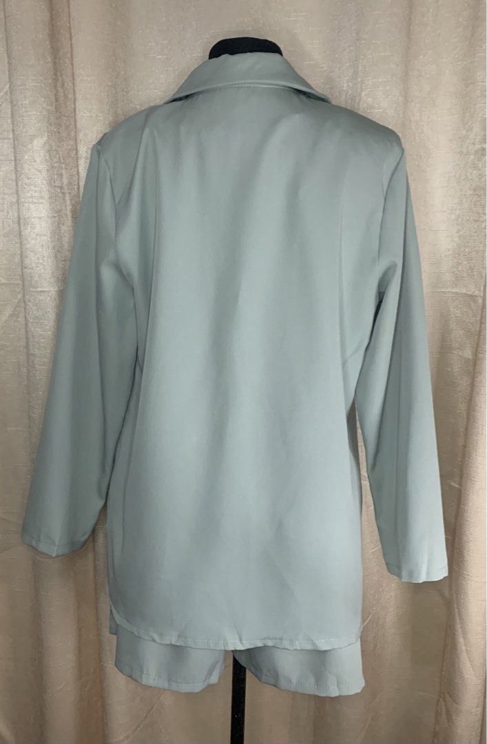 3 in 1 Blazer and Short Coordinates (Category: Sets or Coordinates) located in Cainta. Submitted by vestito_bestida (Listing ID 1465618550, Image 2). Description: ⛔️ACTUAL PHOTO POSTED⛔️ 👉 Brandnew 3 in 1 Blazer and Shorts Coordinates 👉 BKK 👉 Color: pastel mint green 👉 Shorts Waist: 26" to 36" 👉 Shorts Length: 15 👉 Shorts: with 2 side pockets 👉 Inner: smocked back details 👉 Inner: adjustable strap 👉 Blazer Length: 27" 👉 Blazer: with 2 f