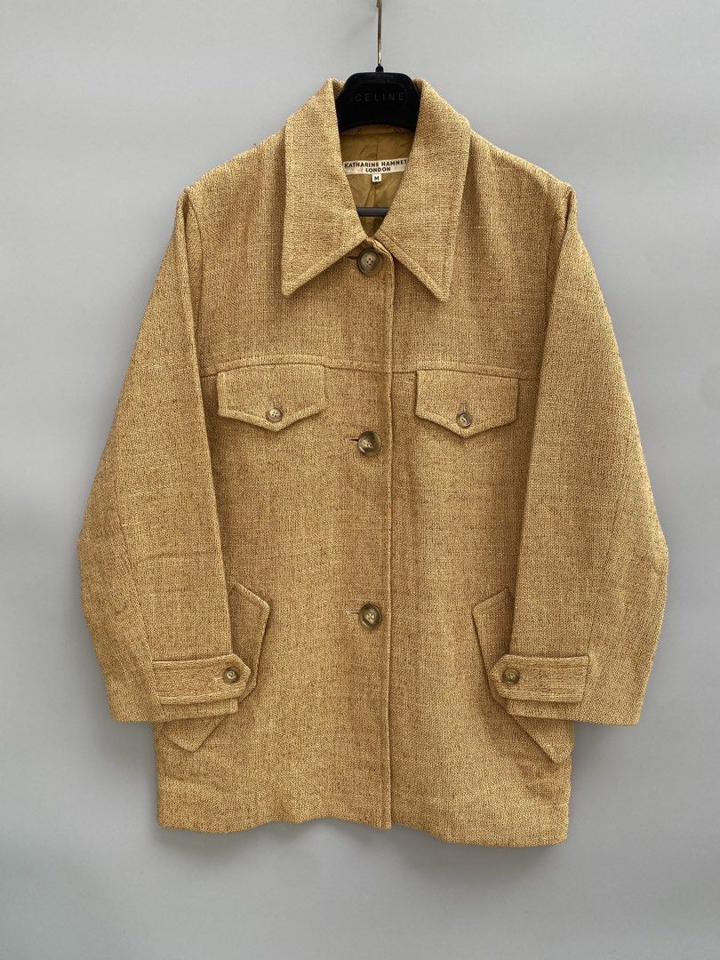 90s Archive Katharine Hamnett Field Jacket (Category: Coats, Jackets and Outerwear) located in Baguio. Submitted by thecollector2600 (Listing ID 1465585679, Image 1). Description: Medium on tag Can fit large Wool and silk weave 20.5” x 29”.