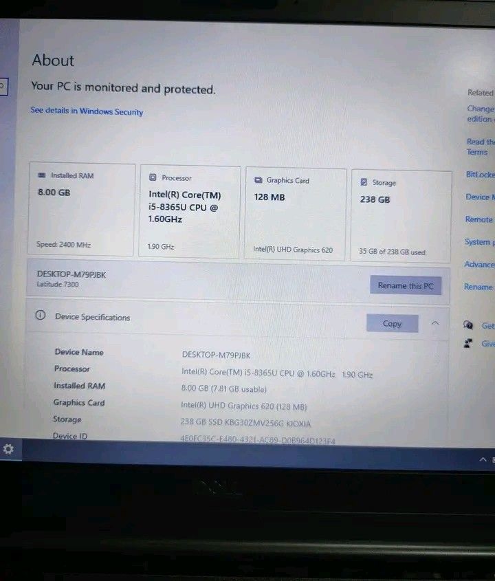 💜 DeLL 7300: Intel core i5 8thGEN💜 (Category: Laptops & Notebooks) located in Manila. Submitted by lonelyme_1986 (Listing ID 1465721514, Image 1). Description: 💜 DeLL 7300: Intel core i5 8thGEN💜 🛑intel Core i5 8thGen 2.60GHz ✅8GB RAM ✅256GB SSD Storage 🛑Intel hd graphics 🛑13'3 inches Screen 🛑Good battery 🛑Wifi ready 🛑Bluetooth ready 🛑Camera ready 🔴HDMi ready #SLIMTYPE ✅Windows 10-with complete all applications #GoodQualityGuaranteed f