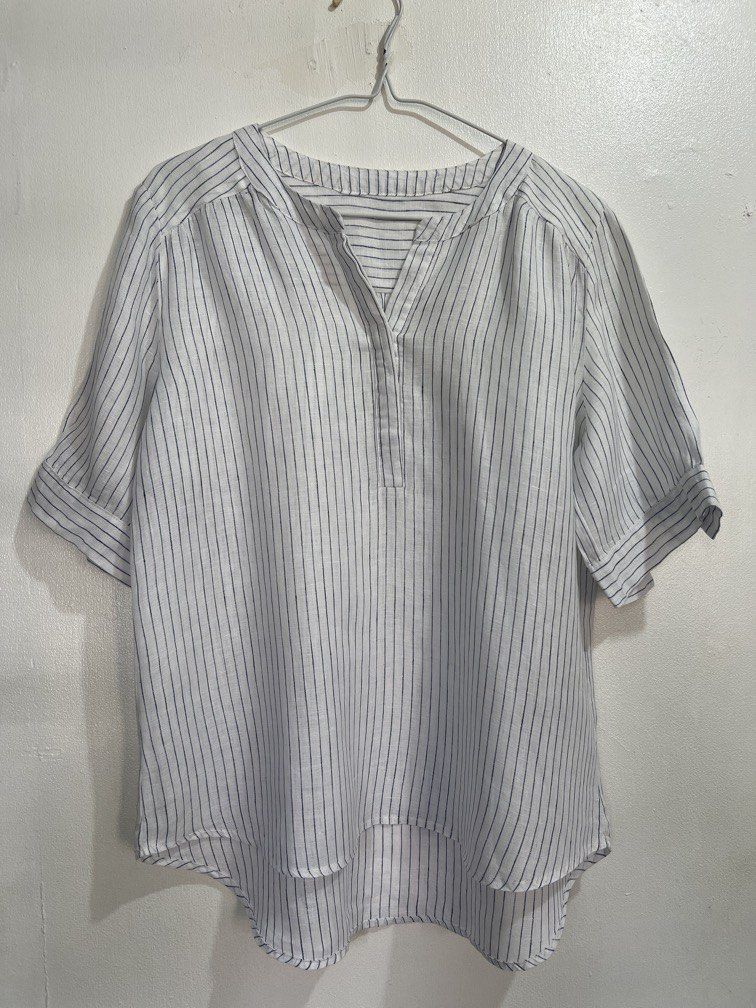 💯 linen blouse (Category: Blouses) located in Las Pinas. Submitted by gaeley (Listing ID 1465609826, Image 1). Description: super pretty HQ fabric b: 21"armpit to armpit l: 23".
