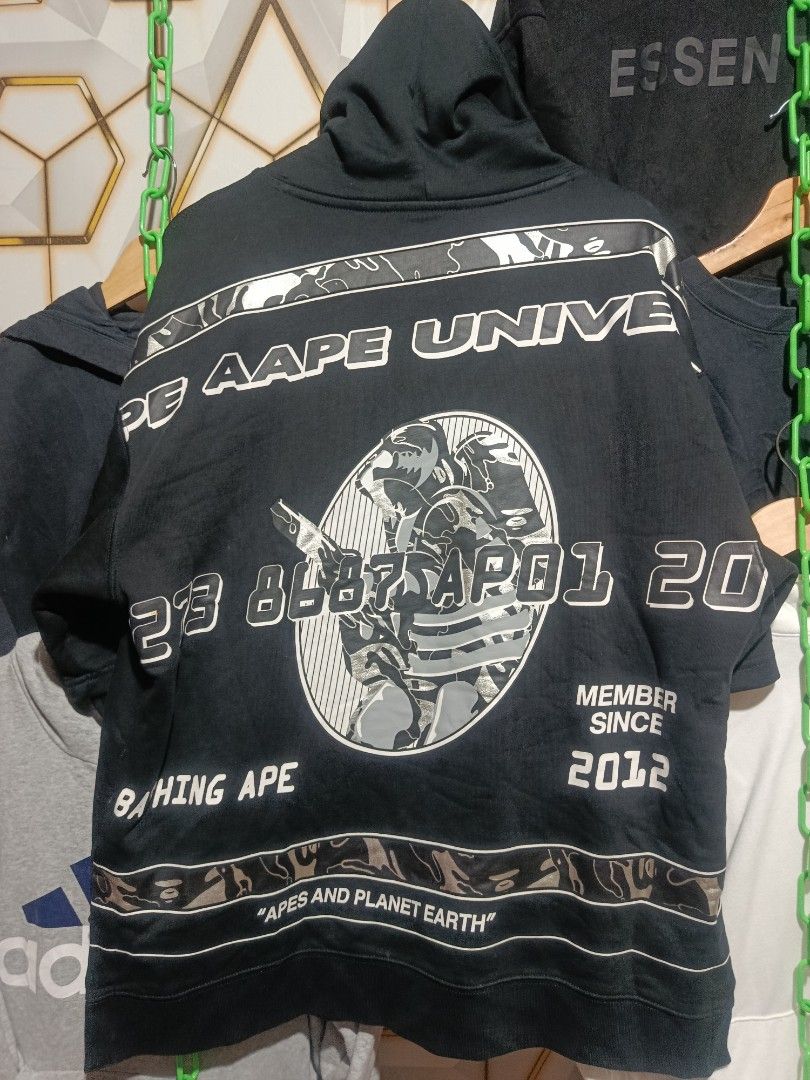 AAPE (Category: Hoodies) located in Cagayan de Oro. Submitted by bosskb (Listing ID 1465581961, Image 3). Description: A BATHING APE / BAPE HOODIE 🔥 ✅ SIZE: XL ✨ APE University / 23 BAPE 2012 Design 🖤 Black color — clean & eye-catching 👕 Good condition 💯 AAPE by A BATHING APE®.