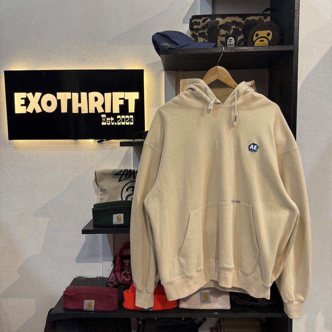 Ader Error Beige Hoodie Size A1 (Category: Hoodies) located in Manila. Submitted by carbungcoalex (Listing ID 1465611065, Image 1). Description: ADERERROR HOODIE 24 by 27.5 Good Condition Complete tags 1200 CLAIM.