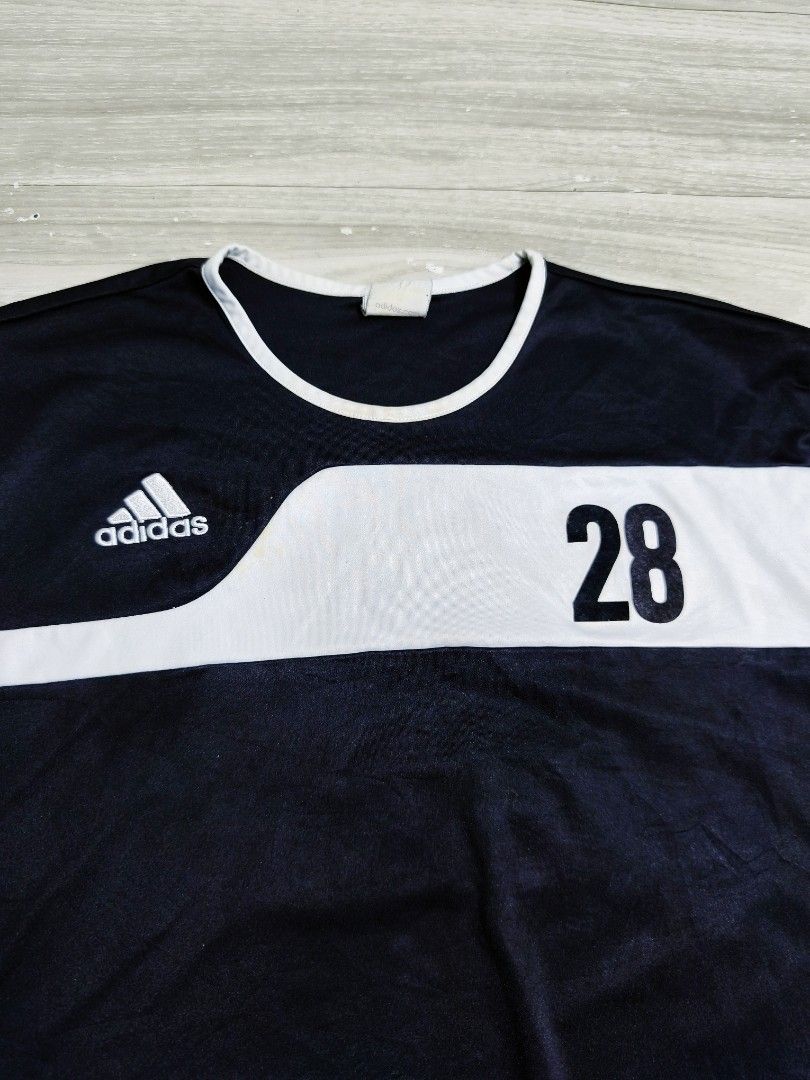 Adidas German soccer training jersey (Category: Shirts) located in Paranaque City. Submitted by pickersform (Listing ID 1465703344, Image 2). Description: - Adidas German soccer training jersey size Large-XL dimes 23x29 - Design: Number 28 graphic and iconic 3-stripe shoulder branding - Fit: Standard fit, ideal for sports and workouts .