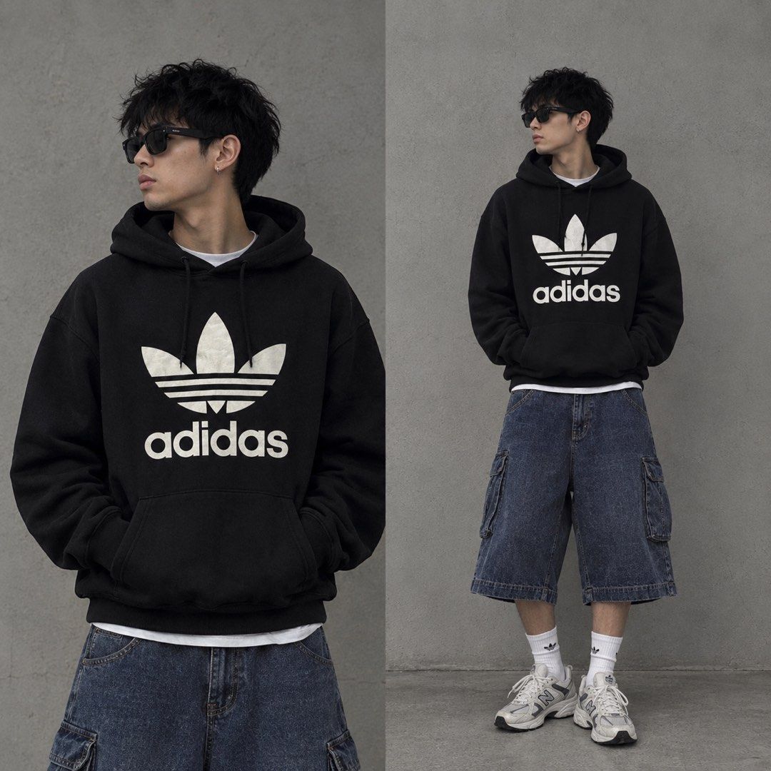 adidas hoodie jacket (Category: Hoodies) located in Davao. Submitted by yanda.thrift (Listing ID 1465618715, Image 2). Description: as new condition 2018 release length 23 width 18 small on tag can fit up to medium.