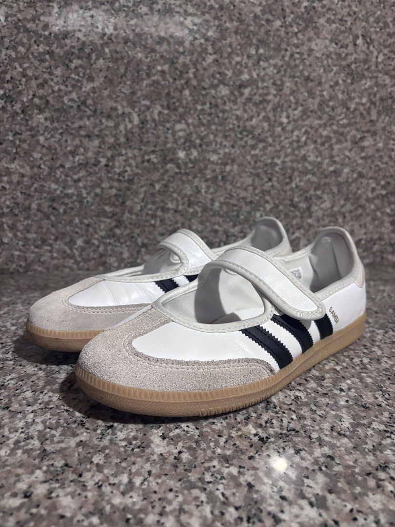 Adidas White Samba Mary Jane (READ DESCRIPTION) (Category: Sneakers) located in Tuba. Submitted by maemaexx (Listing ID 1465655239, Image 1). Description: - Authentic (Bought from store) - No flaws - Has been worn only 2 times NOTE: Please chat me if you are only interested! And also do not just ignore or seen my messages!.