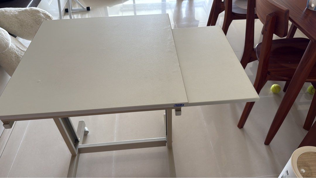 Adjustable Side/computer table (Category: Tables & Sets) located in Singapore. Submitted by julieto (Listing ID 1465620272, Image 3). Description: Vintage Sitoca adjustable terminal table, Series 760. Suitable for use as a computer desk, study table, workbench, or side table. • Brand: Sitoca • Model: Series 760 • Adjustable height: [insert height range] • Dimensions: [60cm × 60cm × adjustable] • Condition: small pops on the surface • Features: Ad