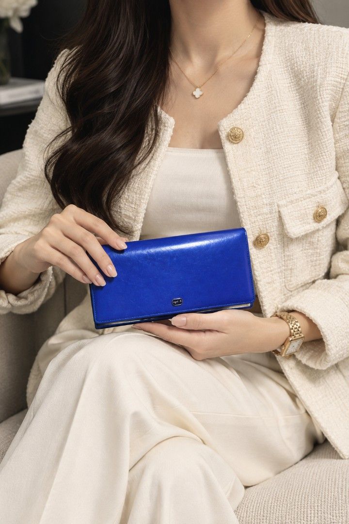 agnès b. VOYAGE Long Wallet (Category: Wallets & Card holders) located in Baguio. Submitted by PreiLoveMaria (Listing ID 1465594660, Image 1). Description: agnès b. VOYAGE Long Wallet Featuring a sleek snap-button closure with the signature minimalist logo plaque on the front and a striking dual-tone interior, it’s stylish, functional, and effortlessly trendy! ​Details & Condition: ​Material: Glossy/smooth leather ​Closure: Secure snap-button mai