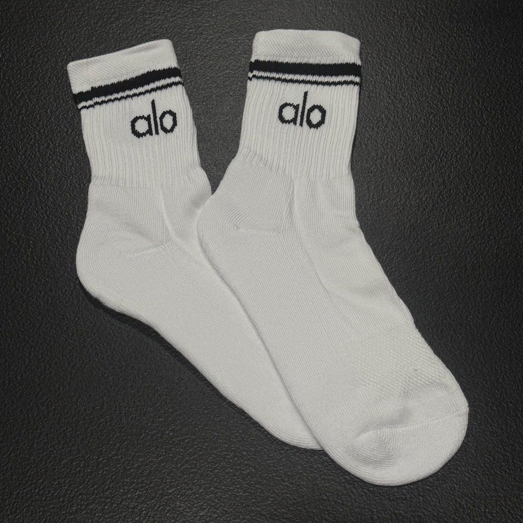 Alo Socks Half Crew Throwback Socks (Category: Socks & Tights) located in Baguio. Submitted by paatttyyyy (Listing ID 1465737097, Image 2). Description: 30 pairs each color available 200 each From Hong Kong Abubot Box.