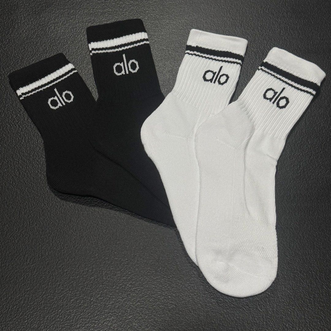 Alo Socks Half Crew Throwback Socks (Category: Socks & Tights) located in Baguio. Submitted by paatttyyyy (Listing ID 1465737097, Image 3). Description: 30 pairs each color available 200 each From Hong Kong Abubot Box.