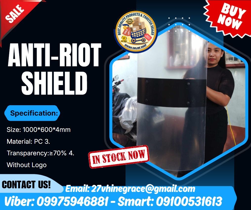 Anti-Riot Shield PC Transparent Available Now (Category: Combat Sports) located in Davao. Submitted by mightydragon_869e63 (Listing ID 1465598754, Image 1). Description: 📍HURRRYYYY!!! BUY NOW!!! & GET LESS DISCOUNT 📍WE'RE ON SALE ❗️ 🌏 We Can Deliver Nationwide 👉 AP Cargo, LBC & Lalamove- door to door (🛳️ Sea /✈️ Air Freight) ✅ 💯 Guaranteed Seller ✅ Good Quality Products ✅ 💯 Legit Distributor ✅ Complete Permits ✅ 1 Year Warranty Price: 5,12