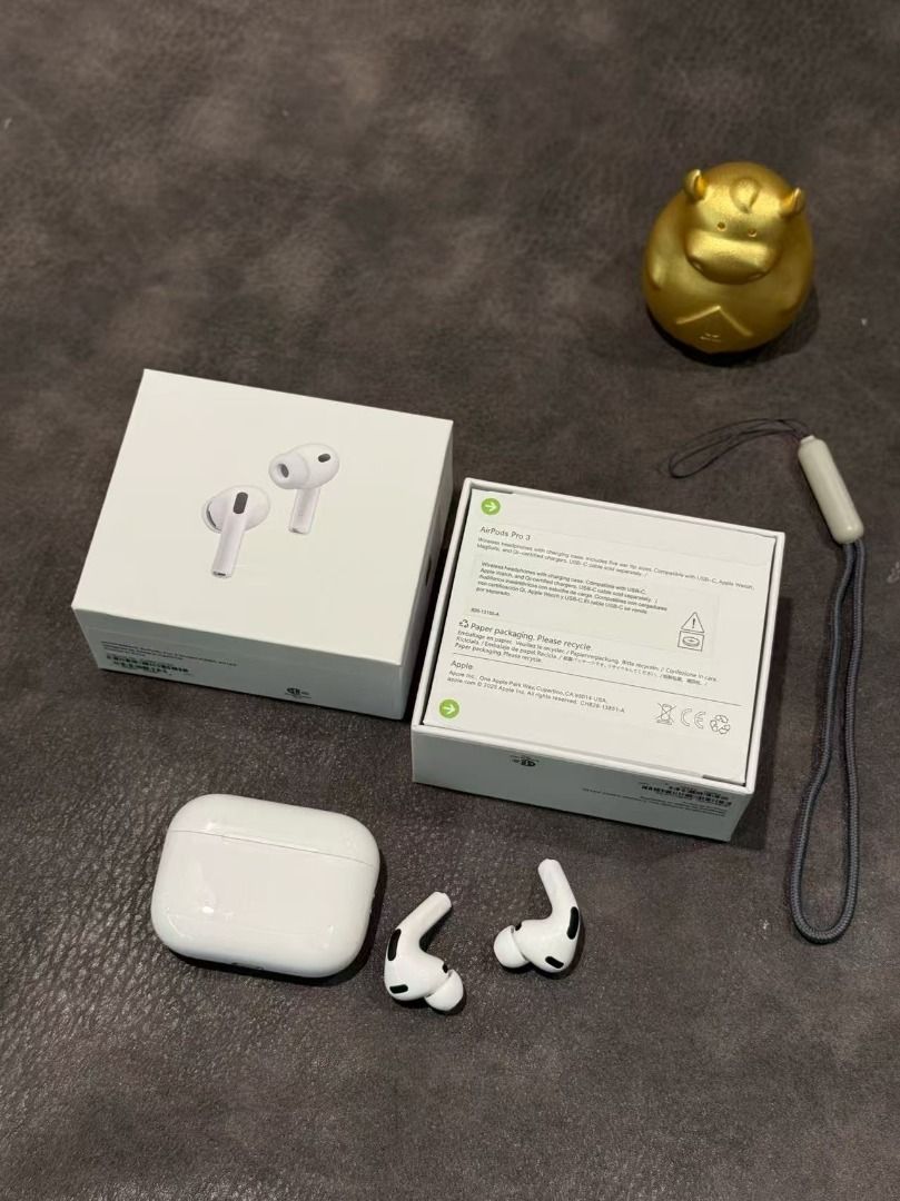 Apple AirPods Pro3 with Charging Case and Box (Category: Headphones & Headsets) located in Paranaque City. Submitted by swiftriver-f167a7 (Listing ID 1465669735, Image 2). Description: - Authentic Apple AirPods Pro (White) - Includes wireless charging case, original box, and lanyard strap - Clean and well-maintained condition - Fully functional and ready to pair - Meet-ups and shipping options available.