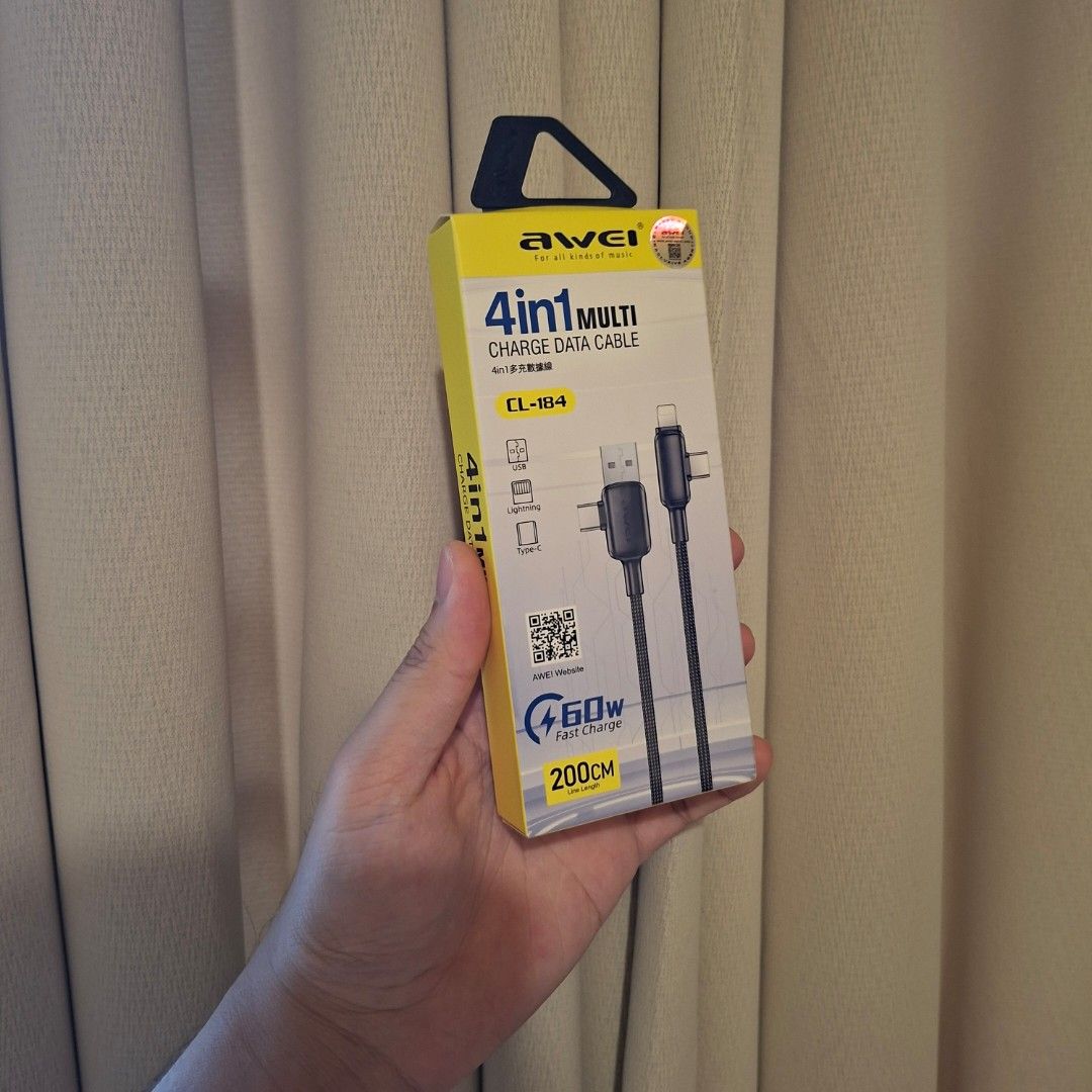 Apple lighting cable usb typec type a aweu 4 in 1 (Category: Craft Supplies & Tools) located in Pasig City. Submitted by fasttech01 (Listing ID 1465582652, Image 1). Description: .