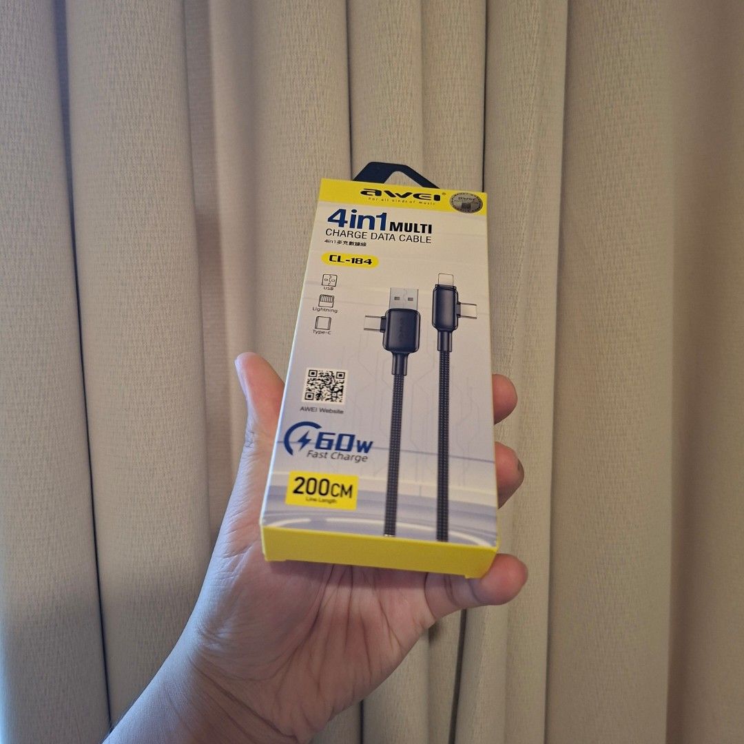 Apple lighting cable usb typec type a aweu 4 in 1 (Category: Craft Supplies & Tools) located in Pasig City. Submitted by fasttech01 (Listing ID 1465582652, Image 3). Description: .
