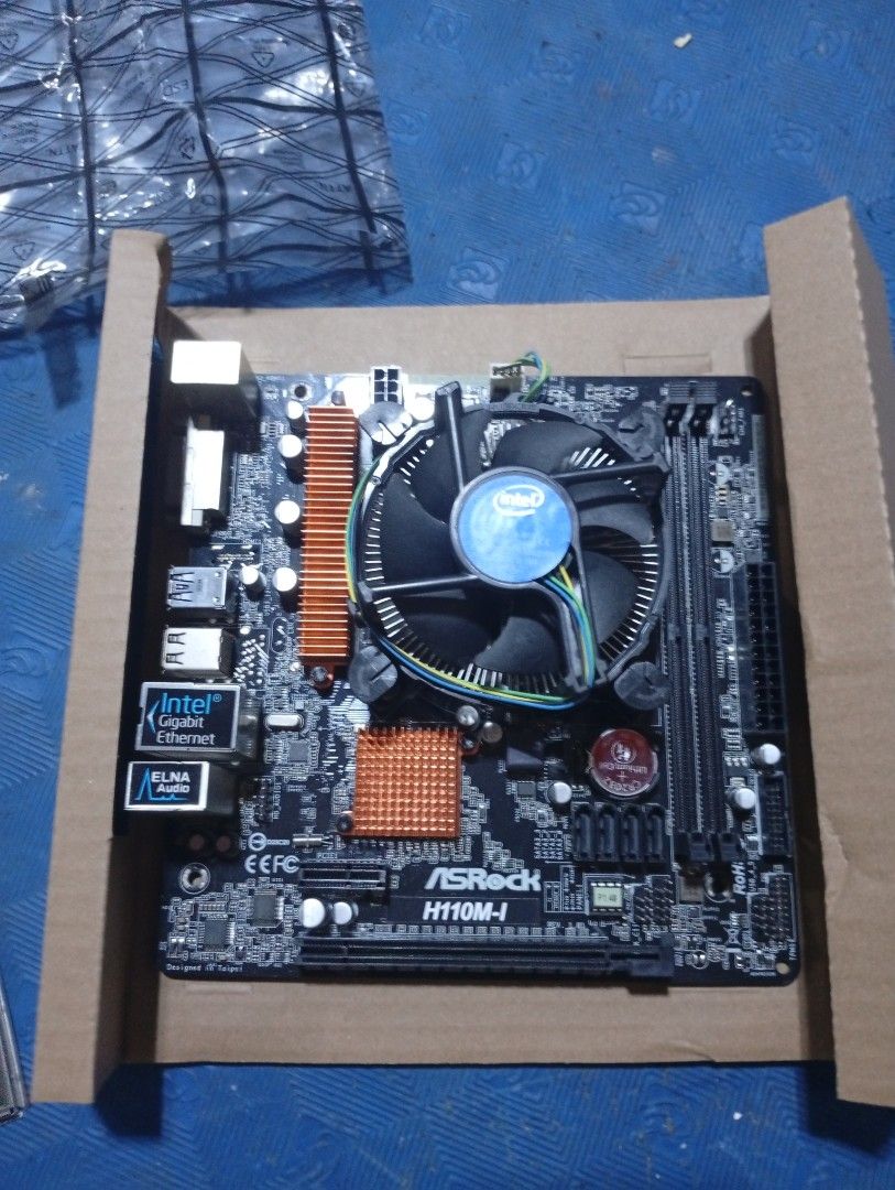 ASRock H110M-I Mini-ITX Motherboard (Category: Desktops) located in Manila. Submitted by dahrealali (Listing ID 1465581744, Image 1). Description: Asrock h110itx, no issues at all. nasa tabi nalang dahil nag upgrade na ako ng platform. with free cpu and cooler and backplate..