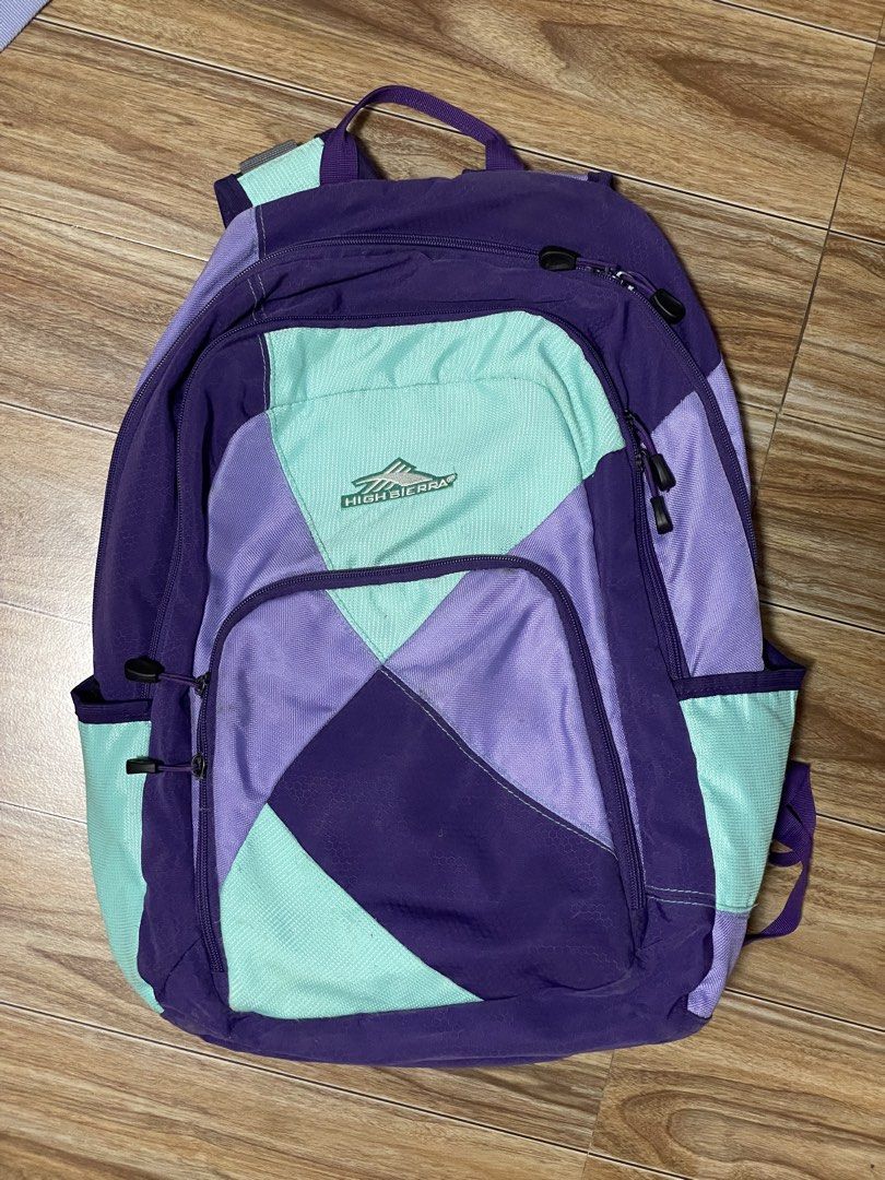 Assorted Bags Bundle High Sierra The North Face Technopack Hawk (Category: Backpacks) located in Pasig City. Submitted by allygene (Listing ID 1465653264, Image 2). Description: LIKE NEW! 5 assorted bags for school, work, or travel - 1) Light blue Technopack rucksack with cream straps - 2) Red The North Face messenger bag with adjustable black strap - 3) Black and purple Hawk backpack with abstract swirl graphics - 4) Purple and light green High 