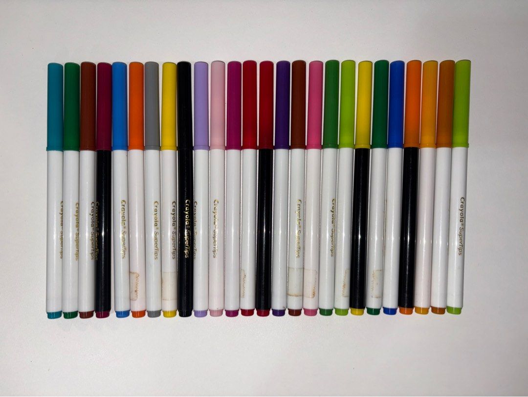 Assorted Crayola Markers Bundle (Category: Craft Supplies & Tools) located in Quezon City. Submitted by vvelcometomyshop (Listing ID 1465755557, Image 2). Description: - Large bundle of Crayola markers - Includes standard, SuperTips, and Pip-Squeaks styles - Assorted colors: blue, green, red, yellow, purple, black, and more - Perfect for school projects, drawing, and coloring books - Plenty of ink and creative life left in the set.