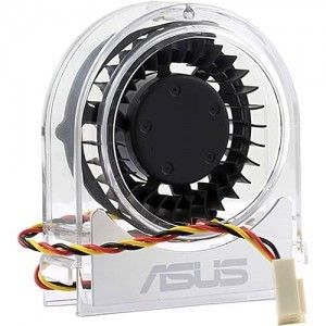 ASUS OPTIONAL FAN (Category: Other Accessories) located in Quezon City. Submitted by masterv26 (Listing ID 1465688997, Image 1). Description: This is an original ASUS optional motherboard centrifugal blower/turbine cooling fan (commonly used on enthusiast-grade legacy motherboards like the ASUS X48 and X58 series, such as the P6X58D Premium or Maximus/Formula boards). It features a clear/transparent plastic housing with the ASUS logo, a 3-pin con