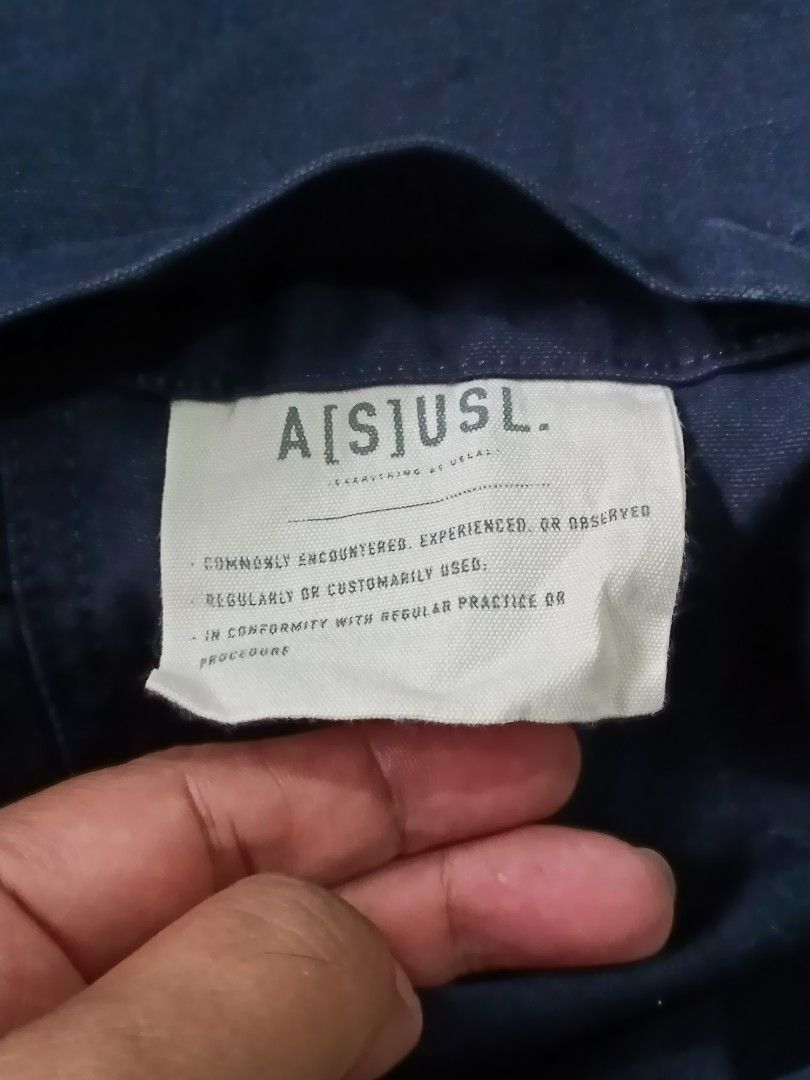 A(S)USL. (Category: Trousers) located in Bulacan. Submitted by ssirc (Listing ID 1465660455, Image 3). Description: A(S)USL CARGO UTULITY PANTS ‼️ Waist:34"-38" (garterized/with drawstring) Thigh:13" Length:37½" Hem:7½" Color Rate:9.8/10 Color:Navy Blue Condition: Excellent Issue:None 1,380+sf ‼️.