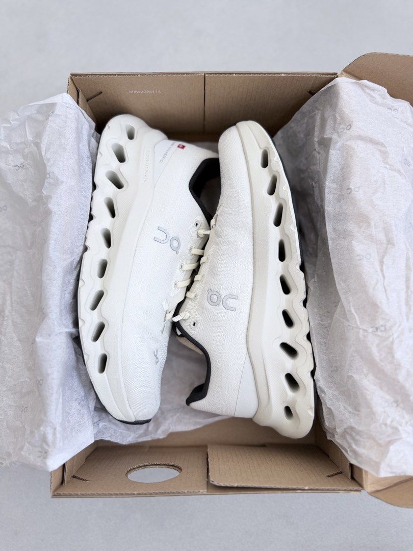 Authentic On Running Cloudtilt Pearl Ice Size US 6.5W (Category: Sneakers) located in San Fernando. Submitted by lovepreloved13 (Listing ID 1465589522, Image 2). Description: - Brand: On Running - Model: Cloudtilt - Colorway: Pearl and Ice (White with black collar lining and Swiss flag heel detail) - Size: Women's US 6.5 / EU 37.5 / UK 4.5 / JP 23.5 - Condition: Like new, with original box - Features: Ultra-lightweight design with Cloudtec Phase 