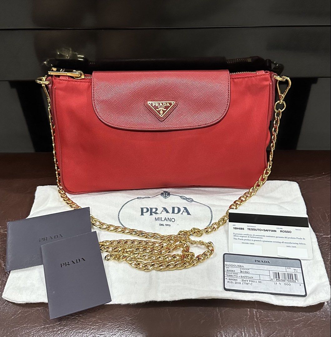 Authentic Prada Nylon Chain Sling Bag (Category: Luxury Bags & Wallets) located in Las Pinas. Submitted by marshmallowmax (Listing ID 1465615800, Image 1). Description: Guaranteed Authentic! Slightly used.. no flaws. With dustbag and cards.