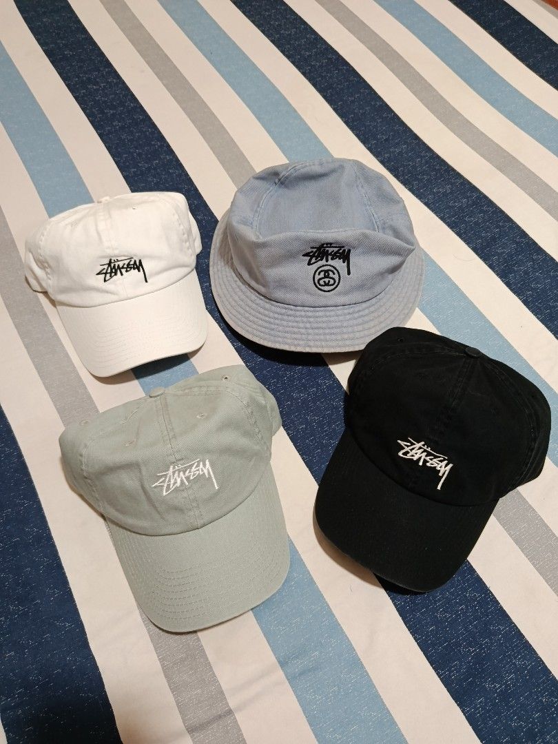 Authentic Stussy Caps (Category: Caps & Hats) located in Aroroy. Submitted by thelookbookph (Listing ID 1465749254, Image 1). Description: All from Australia Denim Bucket Hat Stock Logo Black Stock Logo White Limited Colorway Stock Logo Sage Green Australia Exclusive Release.