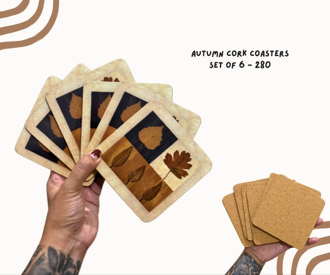 Autumn Theme Cork Coasters set of 6 (Category: Towels, Napkins & Holders) located in Pasig City. Submitted by homeyvibesph (Listing ID 1465749402, Image 1). Description: .
