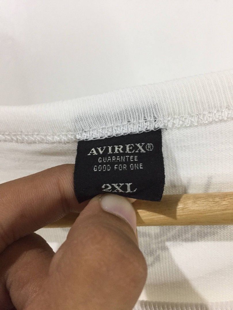 Avirex (Category: Tshirts & Polo Shirts ) located in Balayan. Submitted by _wethrift (Listing ID 1465745470, Image 3). Description: Avirex - size L - XL - dimension 22.5 x 30.5 - excellent condition - color rate 9/10 - minimal stain MINE - 📩 +shipping fee 📍 BALAYAN, BATANGAS.