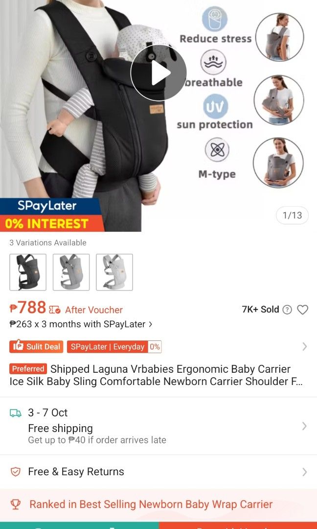 Baby Carrier (Category: Carriers & Slings) located in Angeles City. Submitted by lizettec (Listing ID 1465667938, Image 2). Description: Used - Like new No issues Light gray color Loc. Angeles City. Pampanga.