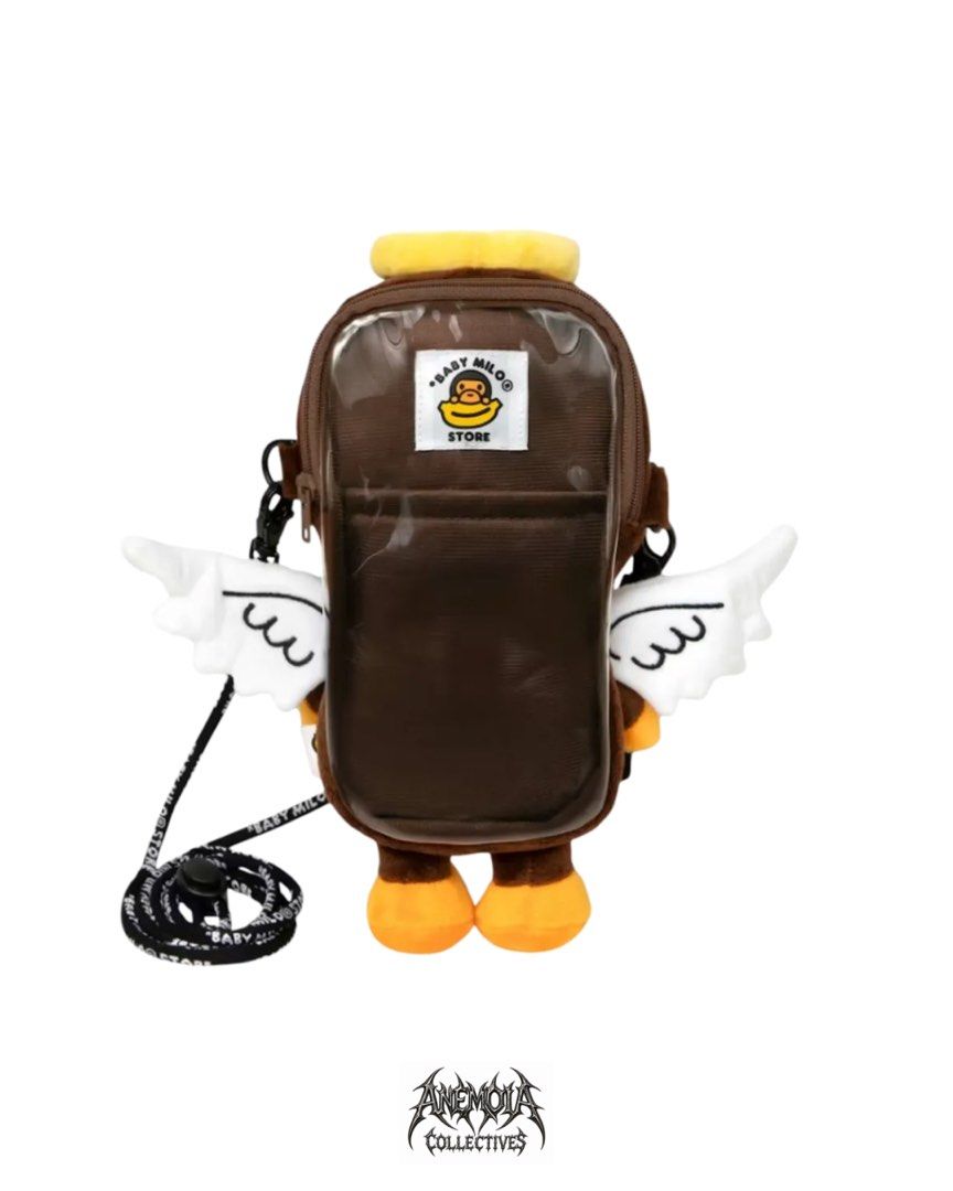 BABY MILO ANGEL MOBILE SLING PLUSH (Category: Belt bags, Clutches and Pouches) located in Sariaya. Submitted by anemoia.qp (Listing ID 1465635696, Image 2). Description: Baby milo angel mobile sling ₱499 Available in store and online! Send us a message to purchase📩 #streetwear #babymilo #bape #larpmaxxing #y2k.