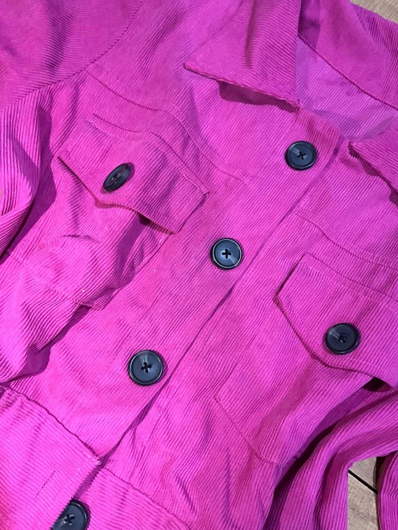 BARBIE PINK CURDUROY JACKET (Category: Coats, Jackets and Outerwear) located in Manila. Submitted by zesshian (Listing ID 1465690574, Image 2). Description: -barbie pink curduroy jacket -hot pink jacket -size small to medium -na brand.