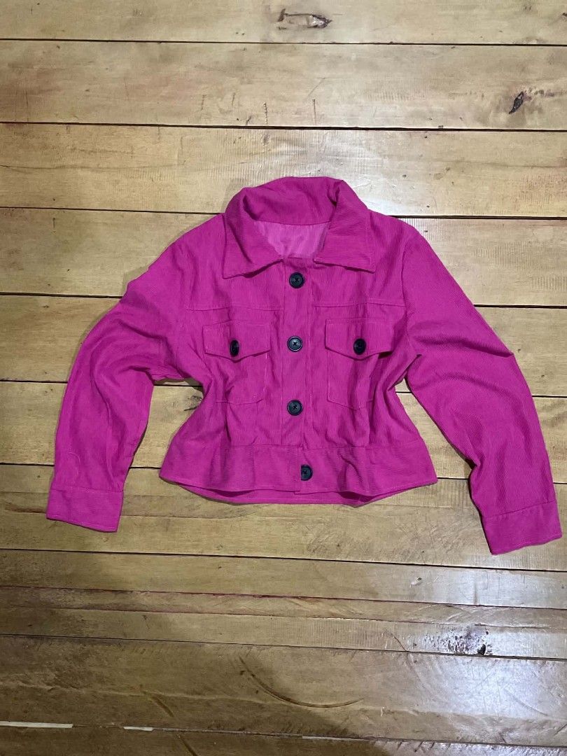 BARBIE PINK CURDUROY JACKET (Category: Coats, Jackets and Outerwear) located in Manila. Submitted by zesshian (Listing ID 1465690574, Image 1). Description: -barbie pink curduroy jacket -hot pink jacket -size small to medium -na brand.