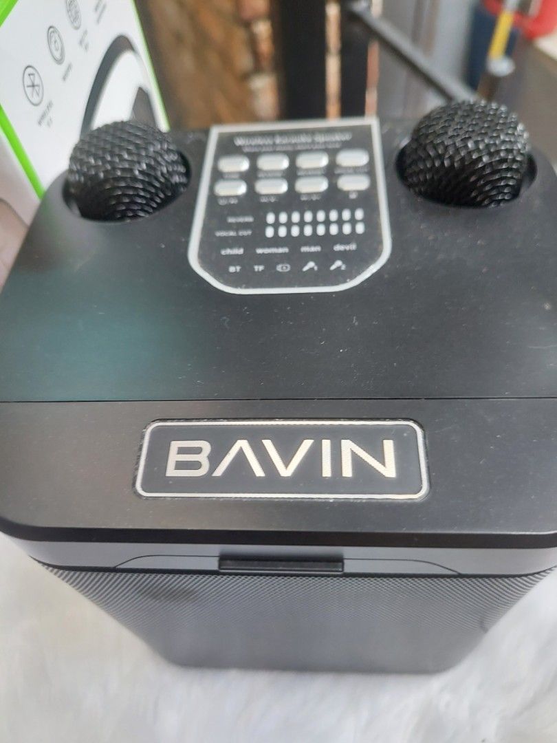 BAVIN Wireless Karaoke Speaker with 2 Microphones (Category: Soundbars, Speakers & Amplifiers) located in Navotas City. Submitted by venizianess (Listing ID 1465708539, Image 2). Description: Php1499 Working well Bavin BM20 Portable Karaoke Bluetooth Speaker Dual Mic With Box Payment first. If not ok with buyer, I am ok to pass offer. Option for payment: Gcash and add Php30 for scam insurance (this works! iv tried it as a scam victim and got my m