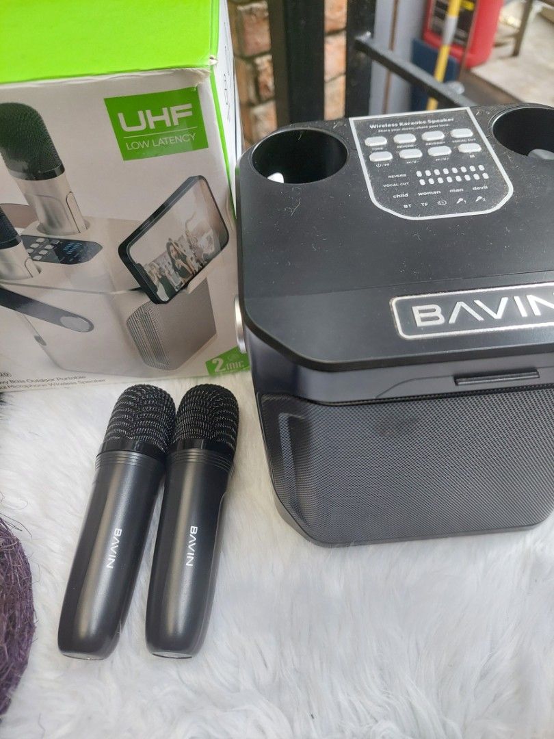 BAVIN Wireless Karaoke Speaker with 2 Microphones (Category: Soundbars, Speakers & Amplifiers) located in Navotas City. Submitted by venizianess (Listing ID 1465708539, Image 3). Description: Php1499 Working well Bavin BM20 Portable Karaoke Bluetooth Speaker Dual Mic With Box Payment first. If not ok with buyer, I am ok to pass offer. Option for payment: Gcash and add Php30 for scam insurance (this works! iv tried it as a scam victim and got my m