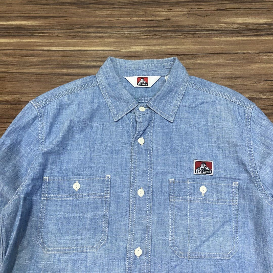 Ben Davis Denim Buttondown Longsleeves (Category: Tshirts & Polo Shirts ) located in Cebu City. Submitted by accurate.curations.ceb (Listing ID 1465702646, Image 2). Description: Ben Davis Denim Buttondown Longsleeve Polo Excellent Condition COLOR RATE: 9.5/10 Issues: None Medium Measurements: Width: 22 inches Length: 29 inches Price + Sf 📍Cebu Shipping via J&T NO COD/COP PAYMENT FIRST VIA GCASH OR BANK Unli vouch and VC for legitimacy dm if int