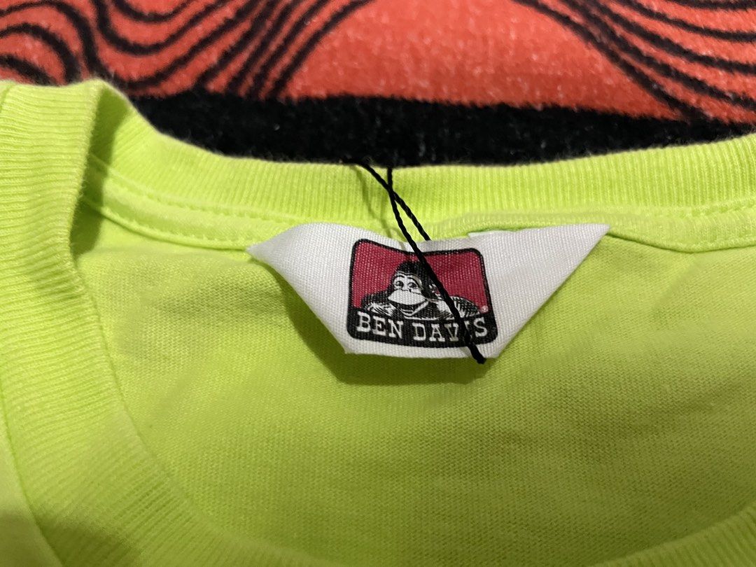 Ben Davis Pocket T-Shirt Lime Green (Category: Tshirts & Polo Shirts ) located in Mandaue City. Submitted by anthony457 (Listing ID 1465644079, Image 3). Description: - Brand: Ben Davis - Color: Bright lime green (BNWT - Brand New With Tag) - Material: Heavyweight cotton - Design: Short sleeves, crew neckline - Details: Left chest pocket with iconic Ben Davis gorilla logo patch - Condition: Brand new with original tag attached.