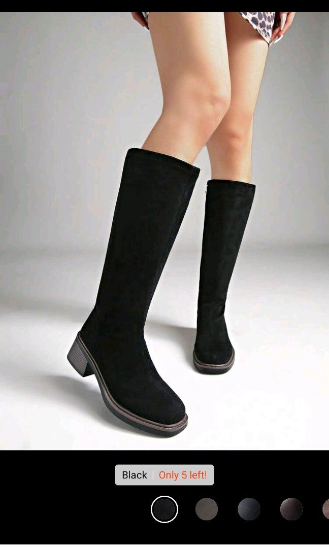 Black knee length boots (Category: Boots) located in Manila. Submitted by jng_ph (Listing ID 1465702635, Image 2). Description: Size: 40 best fit 38-39 may konting allowance pa di masakit sa paa..