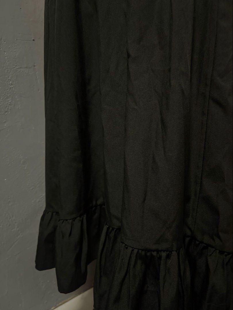 Black Spaghetti Strap Smocked Ruffle Hem Maxi Dress (Category: Dresses) located in Calamba. Submitted by goldenprngs101 (Listing ID 1465690420, Image 3). Description: - Color: Classic Black - Style: Maxi dress with thin straps and square neckline - Fit: Comfortable stretchy smocked bodice - Design: Long flowing skirt with a ruffled hem - Fabric: Lightweight, breezy, and easy to style - Perfect for: Casual days out, brunch, or weekend errands Fit 