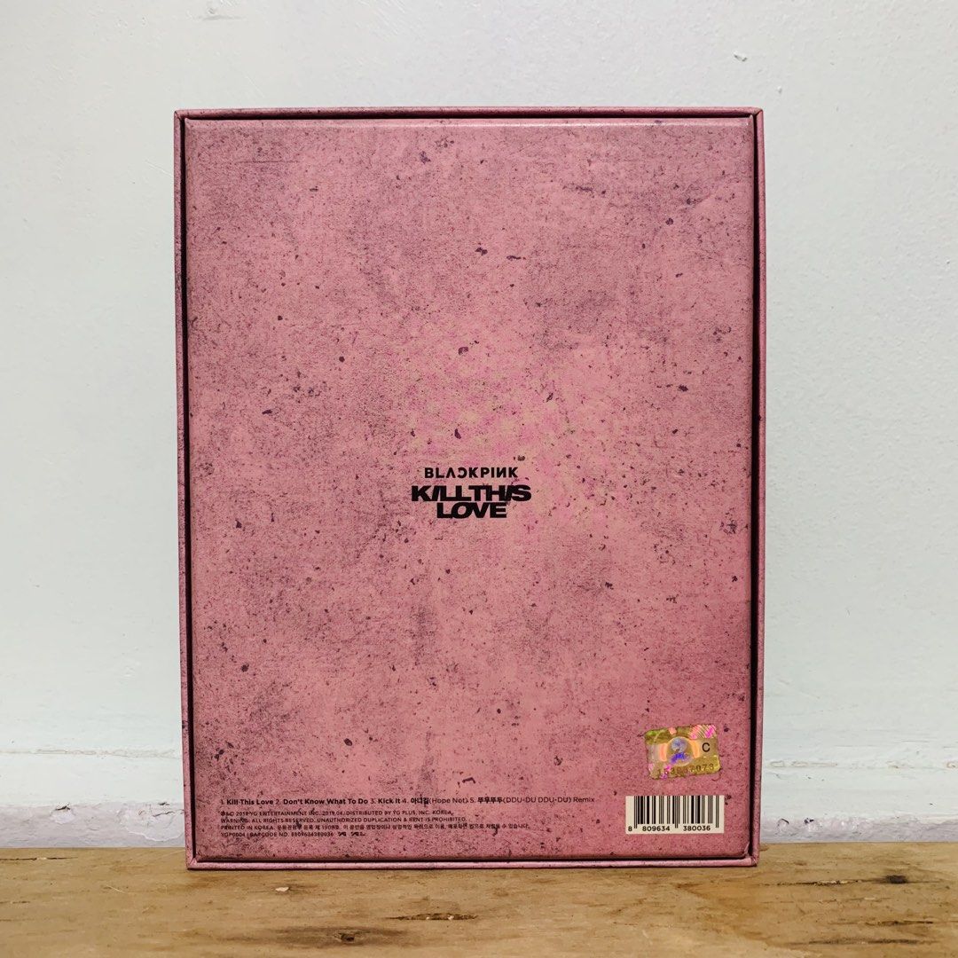 BLACKPINK Kill This Love Album CD (Category: CDs & DVDs) located in Caloocan City. Submitted by offthegridfinds (Listing ID 1465757106, Image 2). Description: - Item: BLACKPINK Mini Album - Kill This Love (Pink Version) - Inclusions: Pink outer box with embossed rose frame and matching pink CD - Condition: Good, with minor shelf wear on outer corners from storage - Features: Tracklist, barcode, and authentication sticker on the back - Perfect for