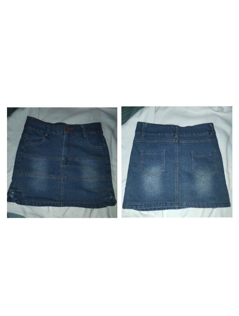 Blue Denim Mini Skirt (Category: Skirts) located in Caloocan City. Submitted by thriftjz (Listing ID 1465759272, Image 1). Description: - Classic denim skirt - Button & zipper closure - Two front and two back pockets - Waist: 26 inches - Hips: 30 inches - Length: 13.5 inches loc: South Caloocan.