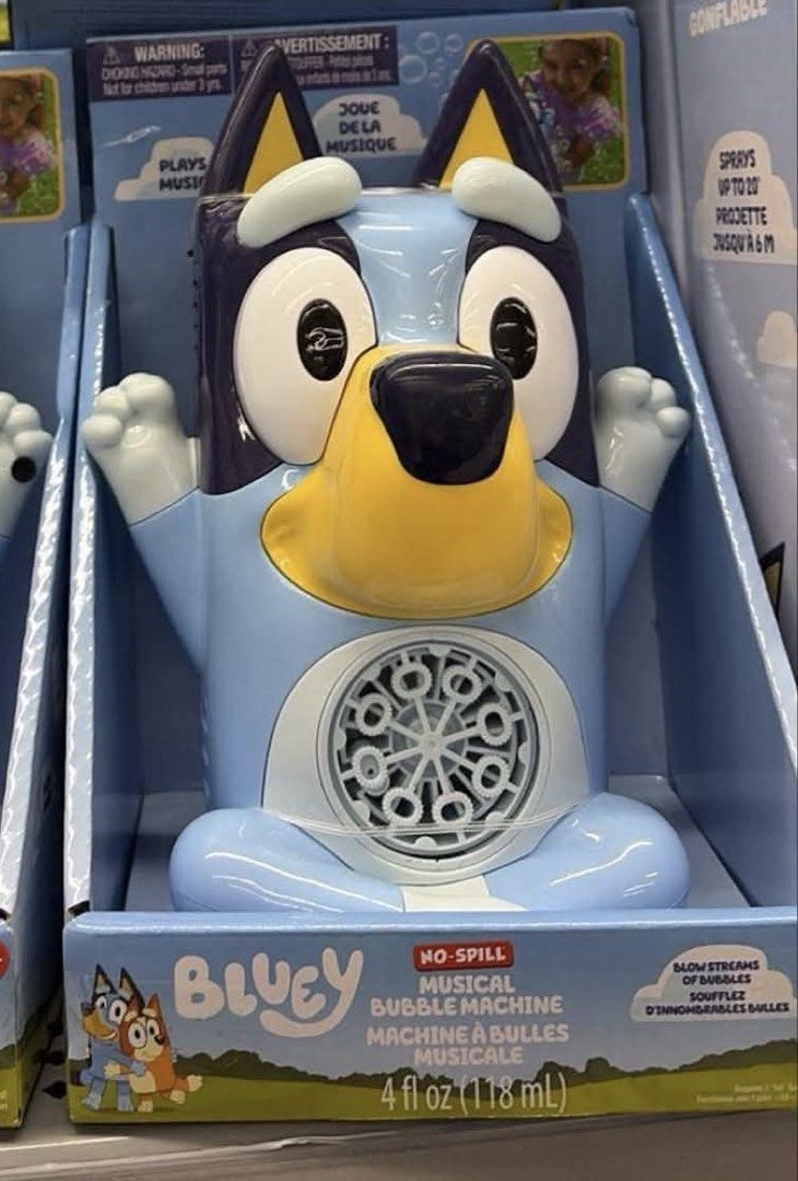 Bluey Musical Bubble Machine No-Spill Toy (Category: Kids Toys) located in Quezon City. Submitted by kfssupremacy (Listing ID 1465735914, Image 1). Description: 🫧 BLUEY Musical Bubble Machine 🫧 Brand new and sealed in the box! ✨ No-spill design 🎶 Plays music while it blows bubbles 🫧 Blows streams of bubbles, up to 20 ft 👧 Ages 3+ Perfect for birthdays, gifts, or outdoor play! 🎁 💰 Price: 1,800 📍 Location: Quezon City 📦 Meet-up / shipping 