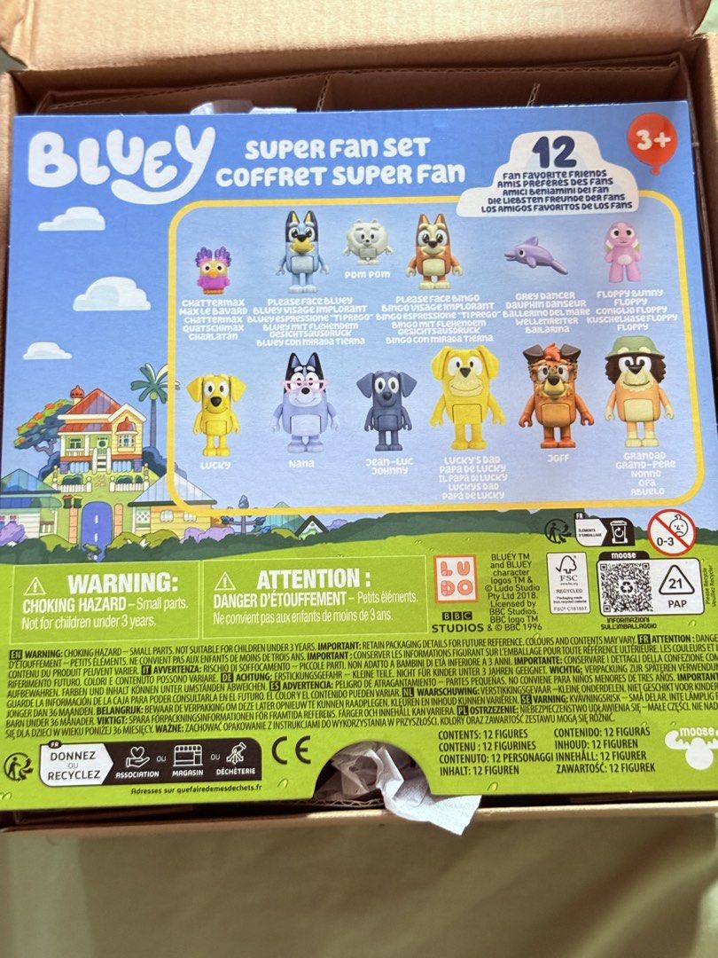Bluey Super Fan Set (Category: Kids Toys) located in Bulacan. Submitted by makelearningfun (Listing ID 1465682397, Image 1). Description: Ludo markings 2 boxes available Brand new from US.